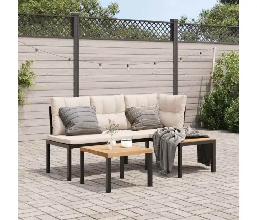 Dārza Soli Ar Spilveniem, 3 Gab., Melni, Pulverkrāsots Tērauds Vidaxl