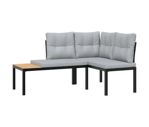 3-Osaline Aiamööbli Komplekt Patjadega, Must, Teras