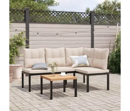 Dārza Soli Ar Spilveniem, 3 Gab., Melni, Pulverkrāsots Tērauds Vidaxl