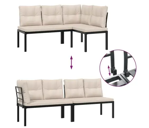 Dārza Soli Ar Spilveniem, 4 Gab., Melni, Pulverkrāsots Tērauds Vidaxl