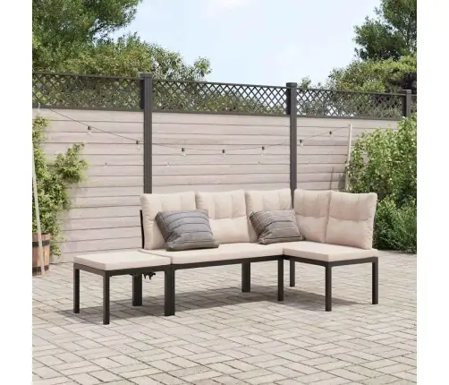 Dārza Soli Ar Spilveniem, 3 Gab., Melni, Pulverkrāsots Tērauds Vidaxl