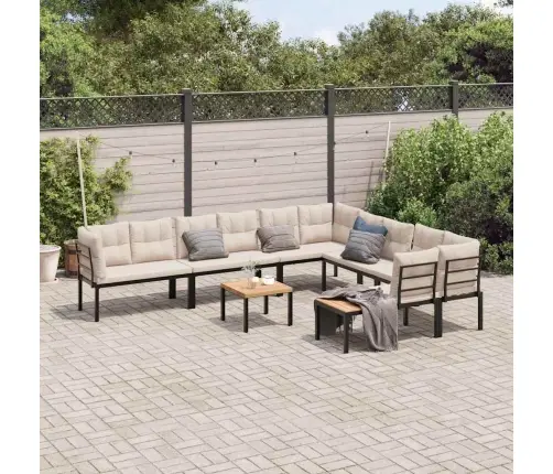 7-Daļīgs Dārza Dīvānu Komplekts, Ar Spilveniem, Tērauds Vidaxl