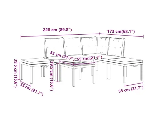 Dārza Dīvānu Ar Spilveniem, 5 Gab, Melni, Pulverkrāsots Tērauds Vidaxl