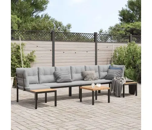 Dārza Dīvānu Ar Spilveniem, 5 Gab, Melni, Pulverkrāsots Tērauds Vidaxl