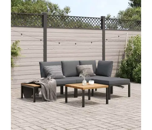 Dārza Dīvānu Ar Spilveniem, 4 Gab, Melni, Alumīnijs Vidaxl