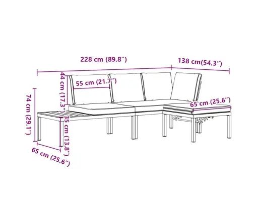 3-Osaline Aiadiivani Komplekt Patjadega, Must, Alumiinium