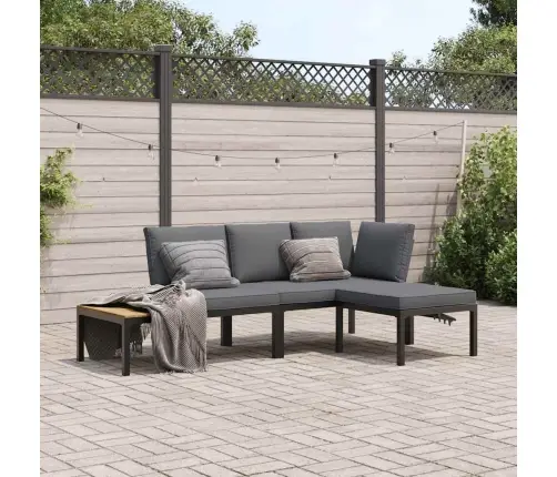 3-Osaline Aiadiivani Komplekt Patjadega, Must, Alumiinium