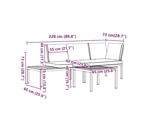 Dārza Dīvānu Ar Spilveniem, 3 Gab, Melni, Alumīnijs Vidaxl