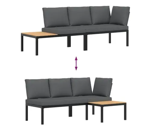 2-Osaline Aiadiivani Komplekt Patjadega, Must, Alumiinium