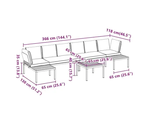 Dārza Dīvānu Ar Spilveniem, 5 Gab, Melni, Alumīnijs Vidaxl