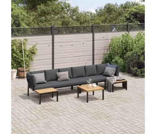 Dārza Dīvānu Ar Spilveniem, 5 Gab, Melni, Alumīnijs Vidaxl