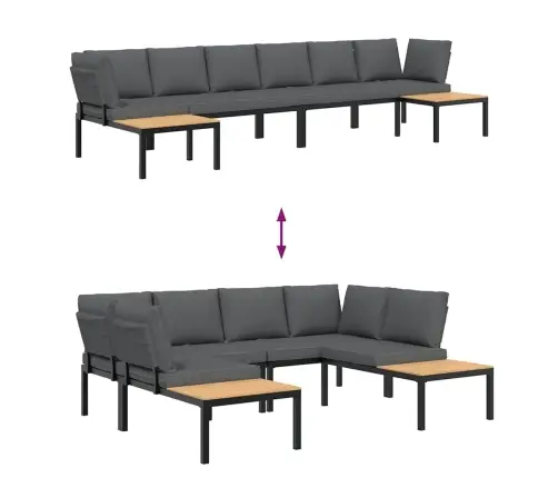 Sodo Komplektas Su Pagalvėlėmis, 4 Dalių, Juodas, Aliuminis