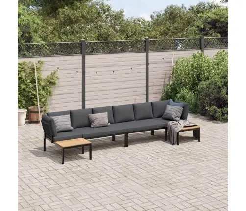 Sodo Komplektas Su Pagalvėlėmis, 4 Dalių, Juodas, Aliuminis