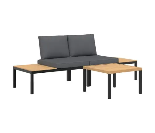 Dārza Dīvānu Ar Spilveniem, 3 Gab, Melni, Alumīnijs Vidaxl