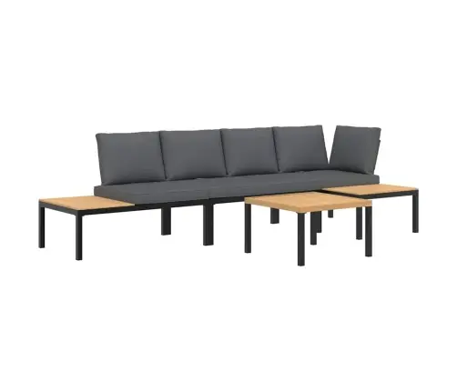 4-Osaline Aiadiivani Komplekt Patjadega, Must, Alumiinium