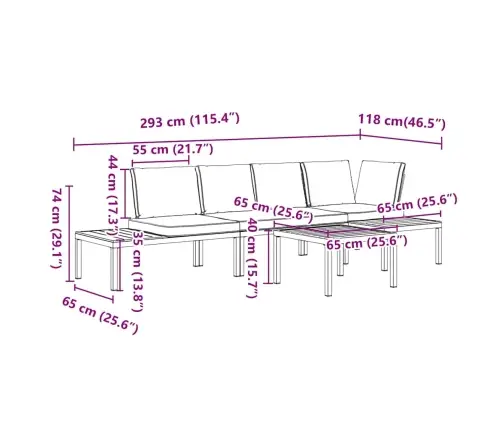 4-Osaline Aiadiivani Komplekt Patjadega, Must, Alumiinium