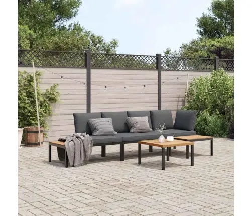 4-Osaline Aiadiivani Komplekt Patjadega, Must, Alumiinium