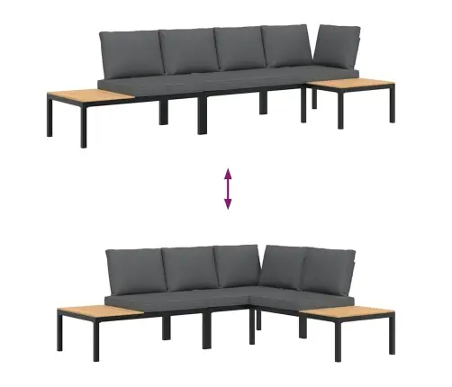 3-Osaline Aiadiivani Komplekt Patjadega, Must, Alumiinium