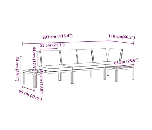 3-Osaline Aiadiivani Komplekt Patjadega, Must, Alumiinium