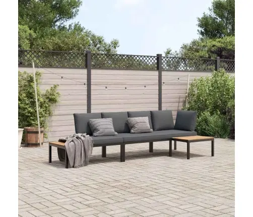 3-Osaline Aiadiivani Komplekt Patjadega, Must, Alumiinium