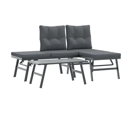 Dārza Soli Ar Spilveniem, 3 Gab., Melni, Pulverkrāsots Tērauds Vidaxl