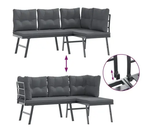 Dārza Soli Ar Spilveniem, 3 Gab., Melni, Pulverkrāsots Tērauds Vidaxl