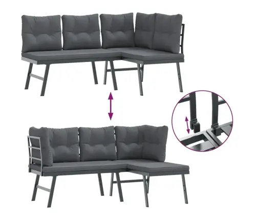 Dārza Soli Ar Spilveniem, 4 Gab., Melni, Pulverkrāsots Tērauds Vidaxl