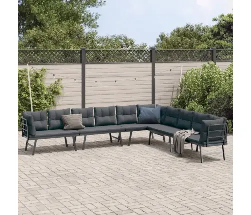 Dārza Soli Ar Spilveniem, 4 Gab., Melni, Pulverkrāsots Tērauds Vidaxl