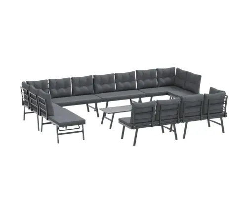 Dārza Soli Ar Spilveniem, 9 Gab., Melni, Pulverkrāsots Tērauds Vidaxl