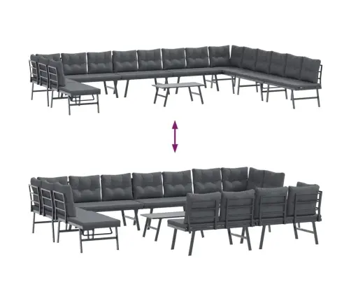 Dārza Soli Ar Spilveniem, 9 Gab., Melni, Pulverkrāsots Tērauds Vidaxl