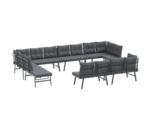 Dārza Soli Ar Spilveniem, 8 Gab., Melni, Pulverkrāsots Tērauds Vidaxl