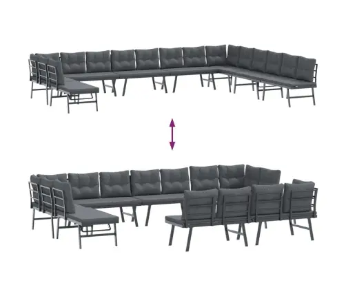 Dārza Soli Ar Spilveniem, 8 Gab., Melni, Pulverkrāsots Tērauds Vidaxl