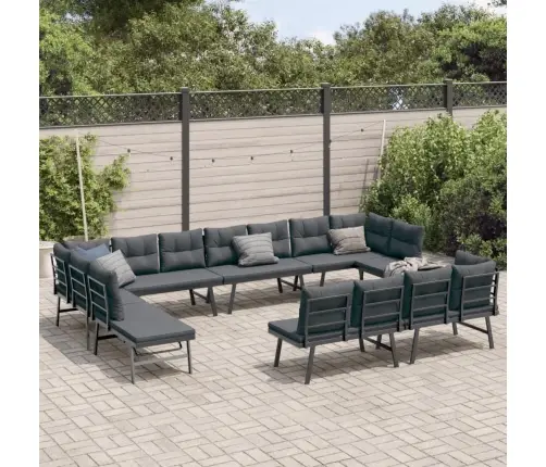 Dārza Soli Ar Spilveniem, 8 Gab., Melni, Pulverkrāsots Tērauds Vidaxl