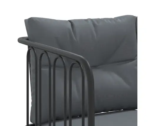 Dārza Dīvāna Komplekts Ar Spilveniem, Melns Tērauds, Tekstilēns Vidaxl