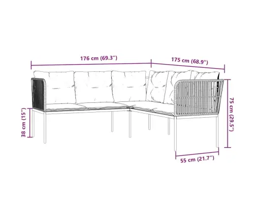 Aiadiivani Komplekt Koos Patjadega, Must, Teras Ja Tekstileen