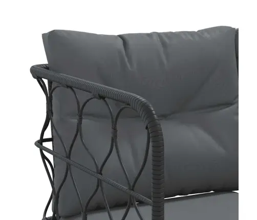 Dārza Dīvāna Komplekts Ar Spilveniem, Melns Tērauds, Tekstilēns Vidaxl
