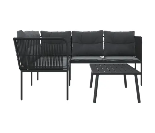 Dārza Dīvāna Komplekts Ar Spilveniem, Melns Tērauds, Tekstilēns Vidaxl