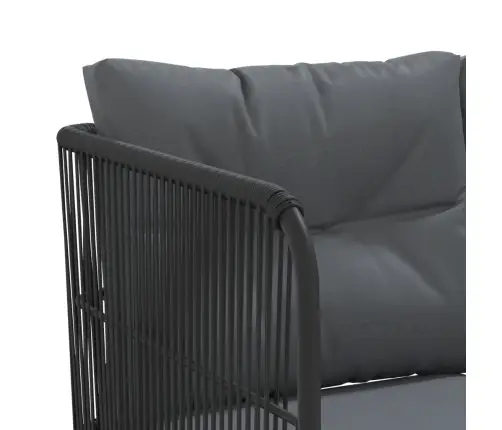 Dārza Dīvāna Komplekts Ar Spilveniem, Melns Tērauds, Tekstilēns Vidaxl