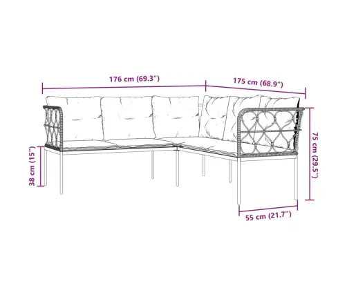 Sodo Komplektas Su Pagalvėlėmis, Juodas, Plienas/Tekstilenas