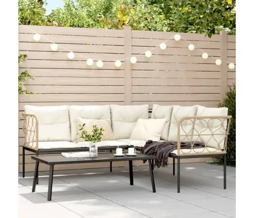 Sodo Komplektas Su Pagalvėlėmis, Juodas, Plienas/Tekstilenas