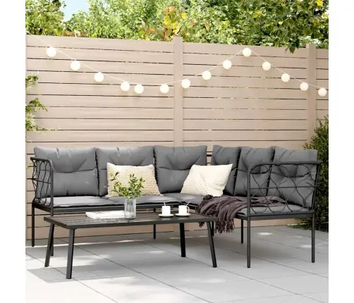 Aiadiivani Komplekt Koos Patjadega, Must, Teras Ja Tekstileen