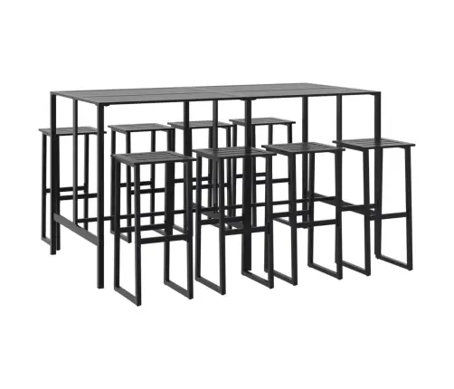 9-Osaline Aia Baarikomplekt, Must, Pulbervärvitud Teras