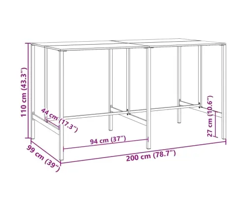 9-Osaline Aia Baarikomplekt, Must, Pulbervärvitud Teras