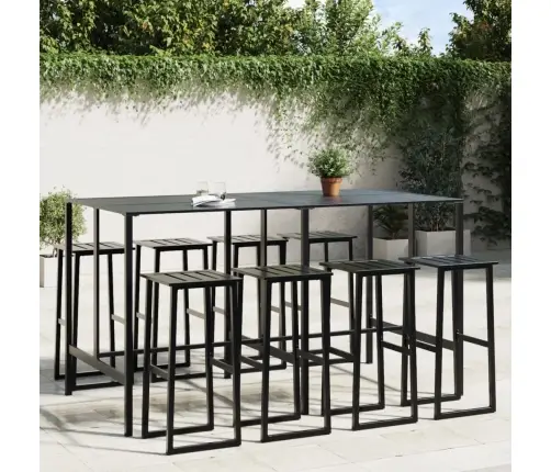 9-Osaline Aia Baarikomplekt, Must, Pulbervärvitud Teras