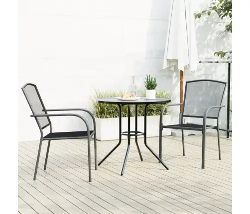 Galda Un Krēslu Komplekts, 3 Gab., Antracītpelēks, Tērauds Vidaxl
