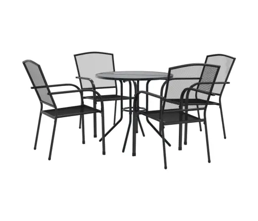Galda Un Krēslu Komplekts, 5 Gab., Antracītpelēks, Tērauds Vidaxl