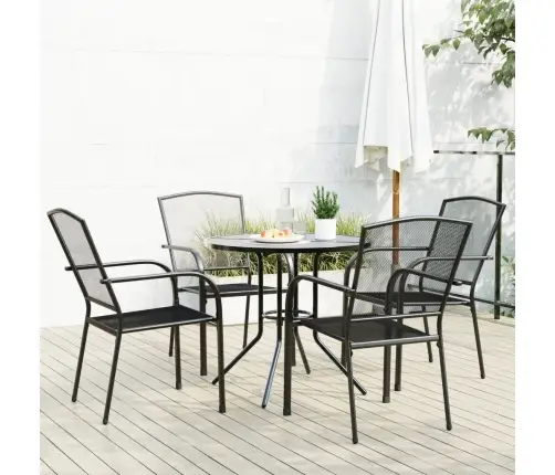 Galda Un Krēslu Komplekts, 5 Gab., Antracītpelēks, Tērauds Vidaxl