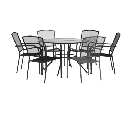 Galda Un Krēslu Komplekts, 7 Gab., Antracītpelēks, Tērauds Vidaxl