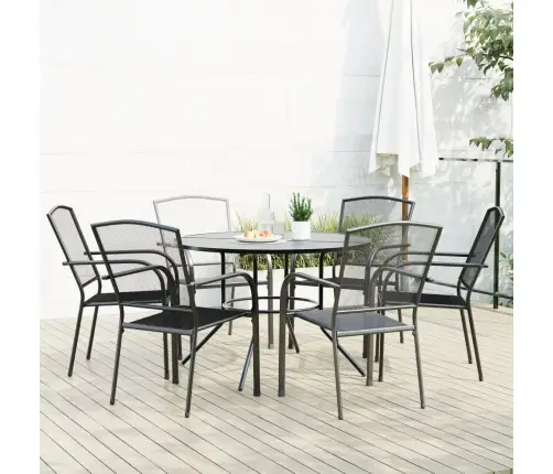 Galda Un Krēslu Komplekts, 7 Gab., Antracītpelēks, Tērauds Vidaxl