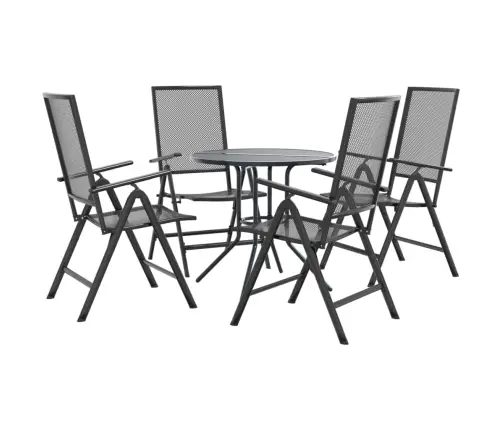 Atgāžami Dārza Krēslu Komplekts, 5Gab., Antracītpelēks, Tērauds Vidaxl